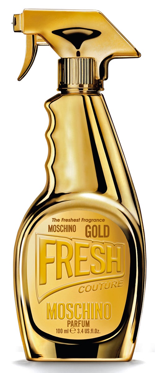 Gold Fresh Couture de Moschino (87,70 euros), una audaz mixtura de sándalo, mahonia y mandarina.