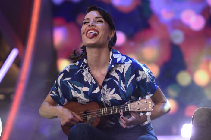 La presentadora Pilar Rubio durante el programa de televisión " El Homiguero " en Madrid.