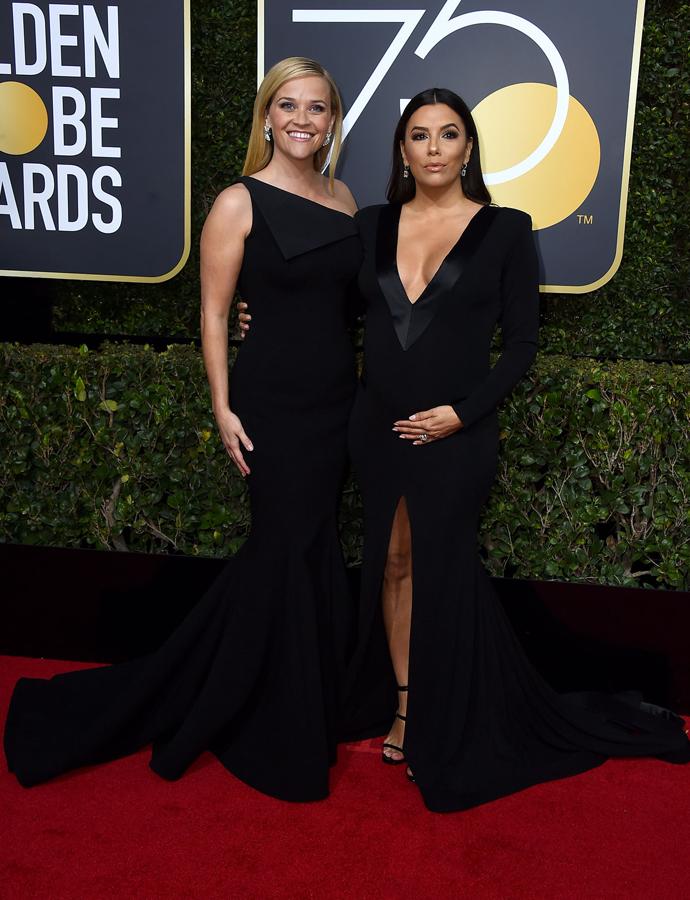 Reese Withersponny Eva Longoria juntas en los Globos de Oro 2018.