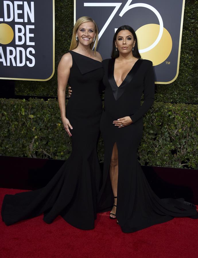Reese Witherspooon, de Zac Posen; y Eva Longoria, con un impecable look premamá de alfombra roja.