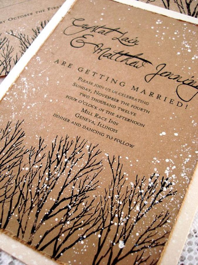 Bueno, sí... estar rodeadas de nuestros seres queridos el día de nuestra boda, después de entregarles unas invitaciones tan bonitas (e invernales) como estas. (Foto: Pinterest).