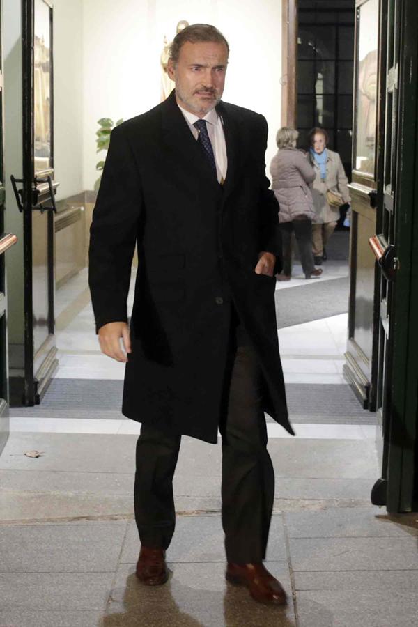 Javier Soto en la iglesia San Francisco de Borja tras asistir al funeral de Carmen Franco.