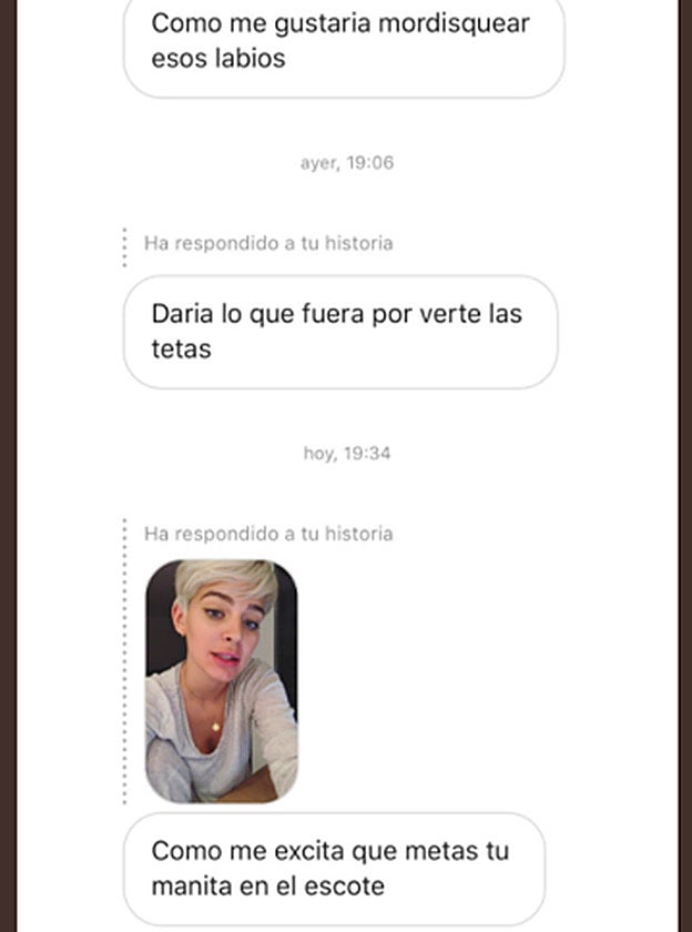 Este es el pantallazo con el que Laura Escanes ha denunciado el acoso sexual que sufre en las redes.