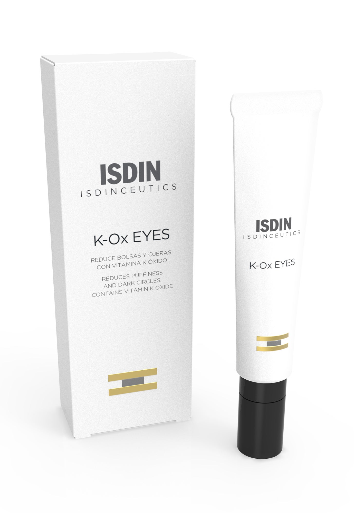 Crema contorno de ojos K-OX Eyes de Isdin. Reduce las bolsas, aclara el color de las ojeras gracias a su contenido de vitamina K y restaura la elasticidad. (42,95€)