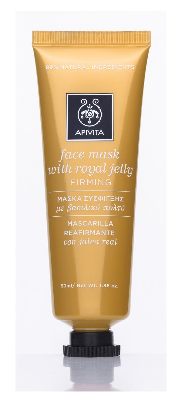 Miel: Mascarilla Reafirmante con Jalea Real de Apivita. Contiene una gran cantidad de vitamina B5 y de sales minerales, ideal para regenerar las pieles maduras. 15 €