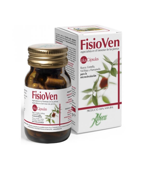 Fisioven Plus Cápsulas de Aboca. La ingesta diaria garantiza el aporte de principios activos naturales que favorecen la circulación sanguínea.