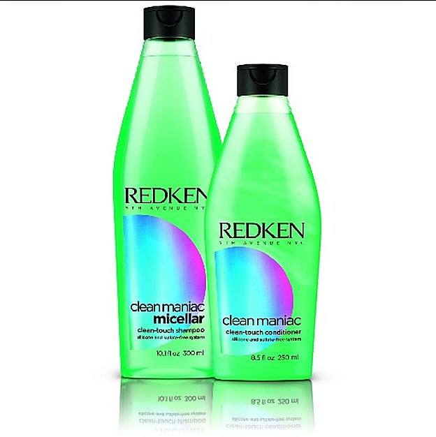 Champú (18,50 euros) y acondicionador (21,50 euros) Clean Maniac Micellar de Redken.