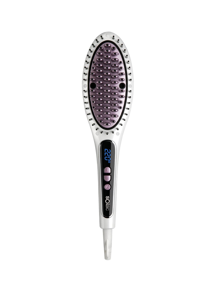 Cepillo alisador Expert Ionic Brush de Solac. Cepillo alisador iónico que peina y alisa a la vez, neutralizando la electricidad estática del pelo. (25€)