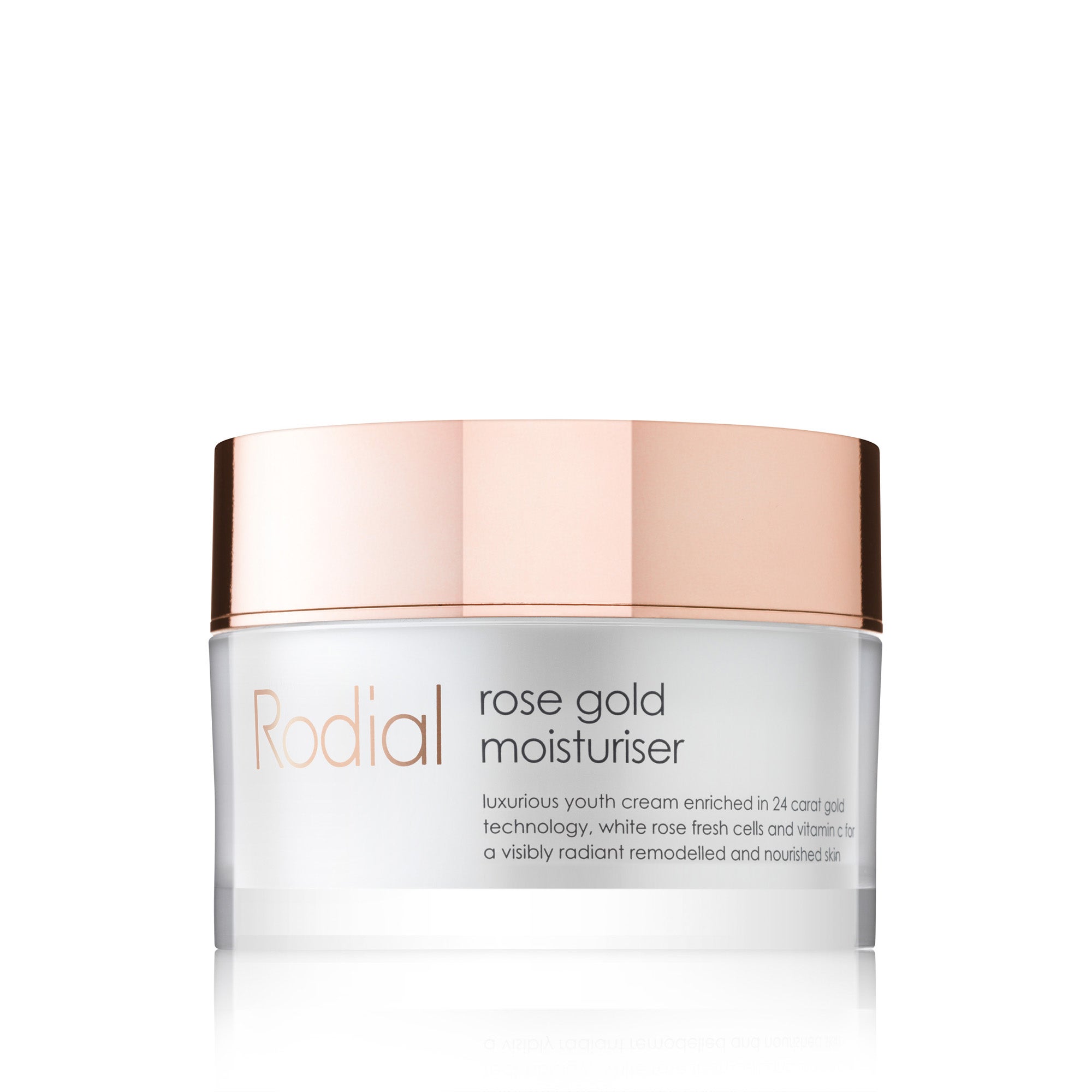 Rose Gold Moisturiser de Rodial. Una lujosa crema que hidrata y rellena mientras que visualmente rediseña la estructura del rostro. (235€)