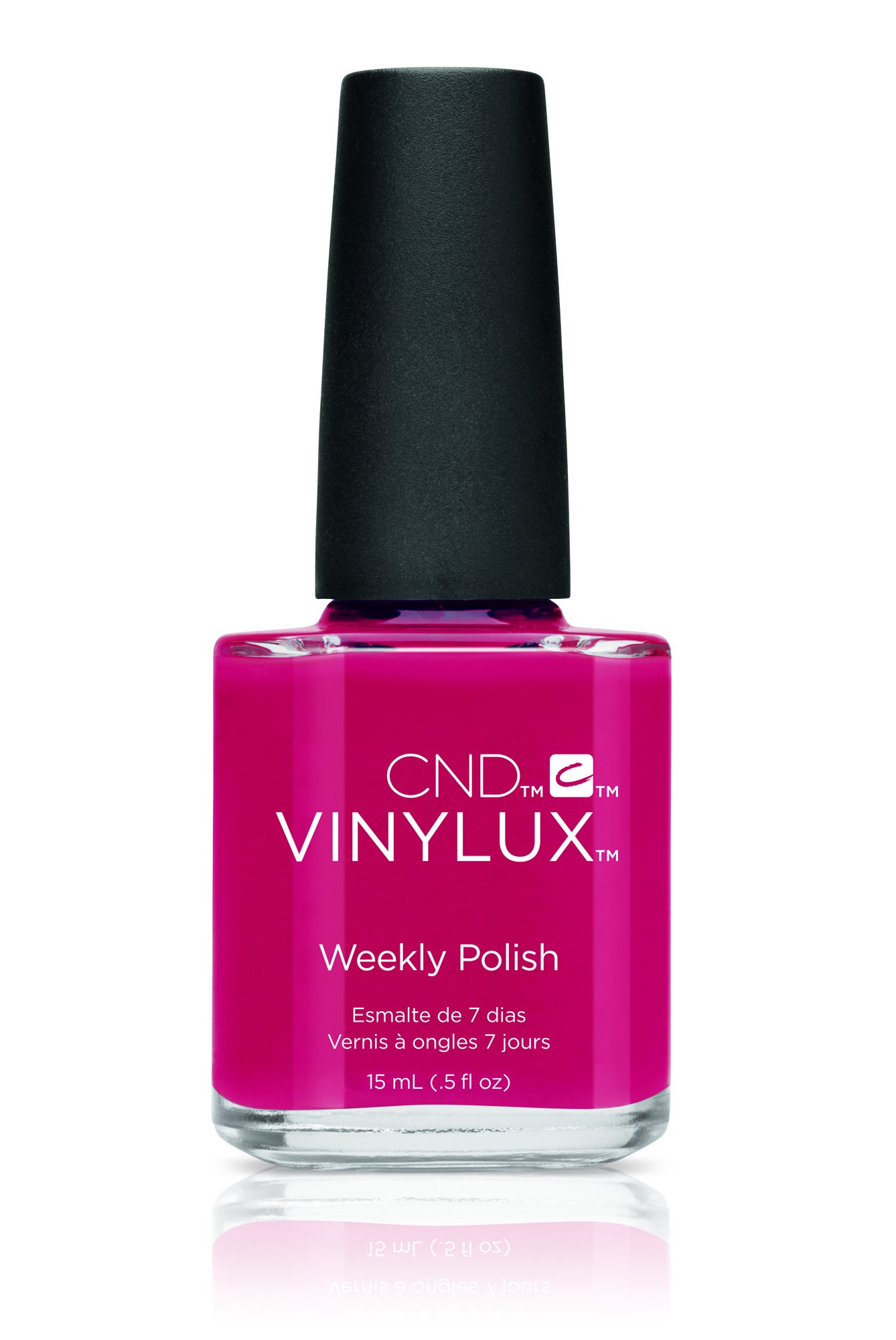 Esmaltes de uñas de CND. Disponible en una amplia gama de tonos rosas y rojos. El de la imagen es Rose Brocade.