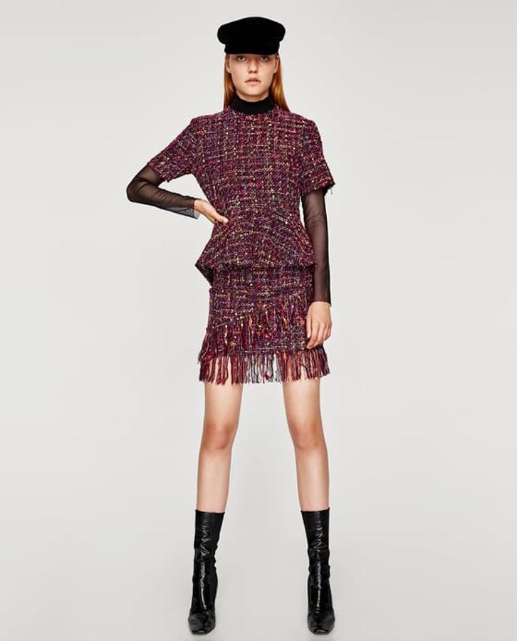 Top peplum de tweed de Zara. Precio: 12,99 euros