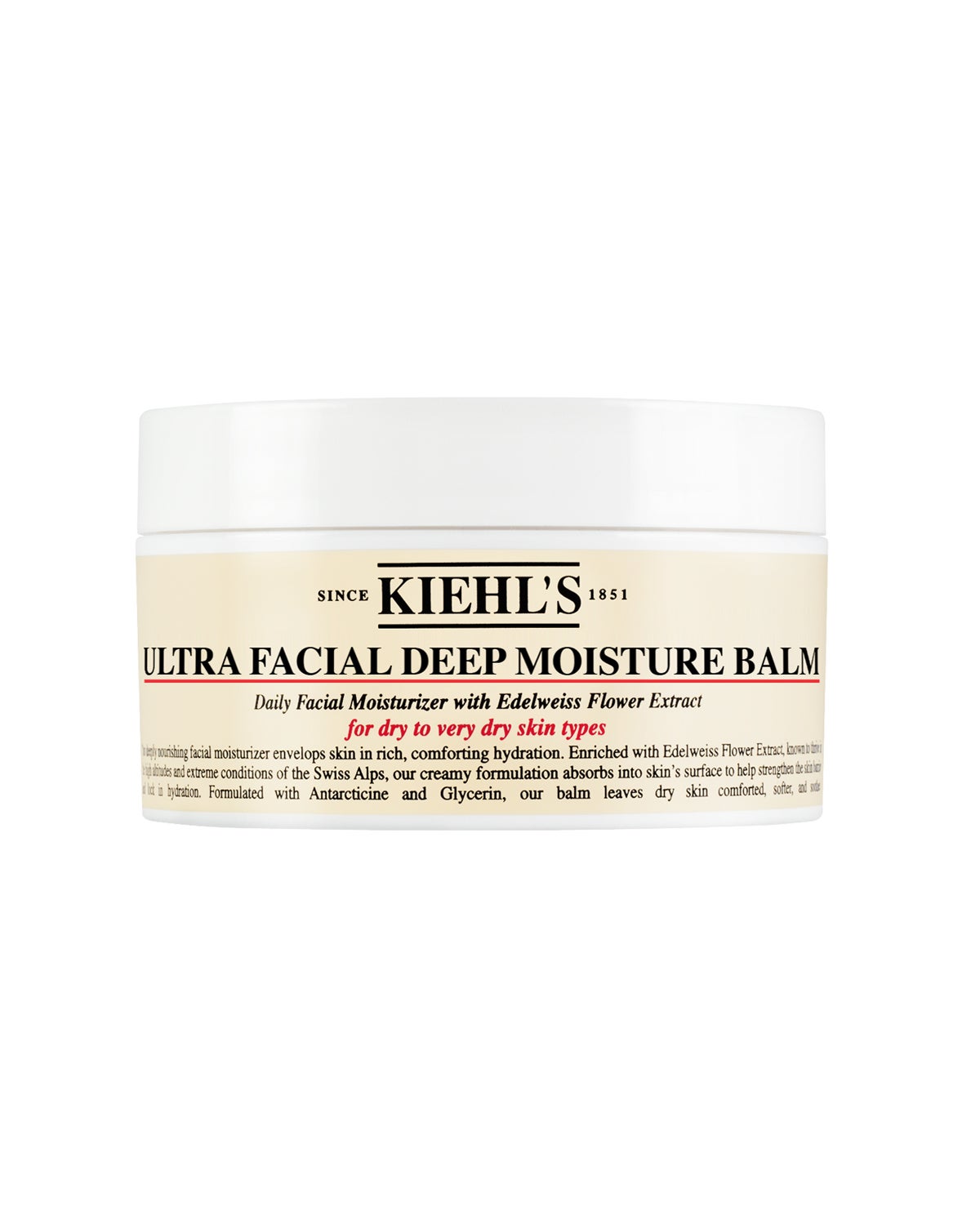 Ultra Facial Deep Moisture Balm de Kiehl’s. Crema hidratante rica y cremosa con extracto de edelweiss que fortalece la barrera cutánea y retiene la hidratación. (26€)