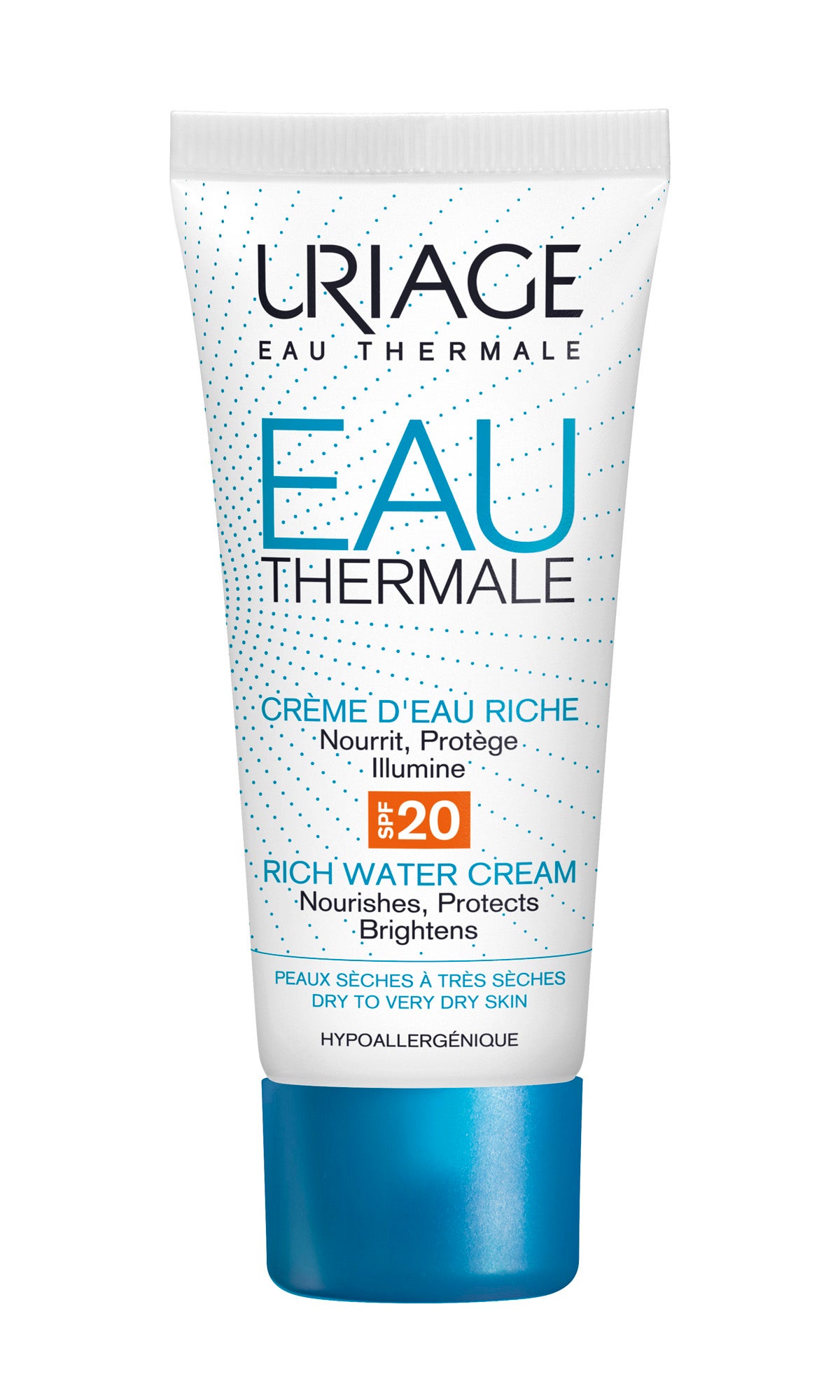 Crema de Agua Rica SPF 20 de Uriage. Permite que la piel tenga un nivel de hidratación óptimo durante 24h. Con Agua Termal, su textura es fresca y ligera. (20,09€)