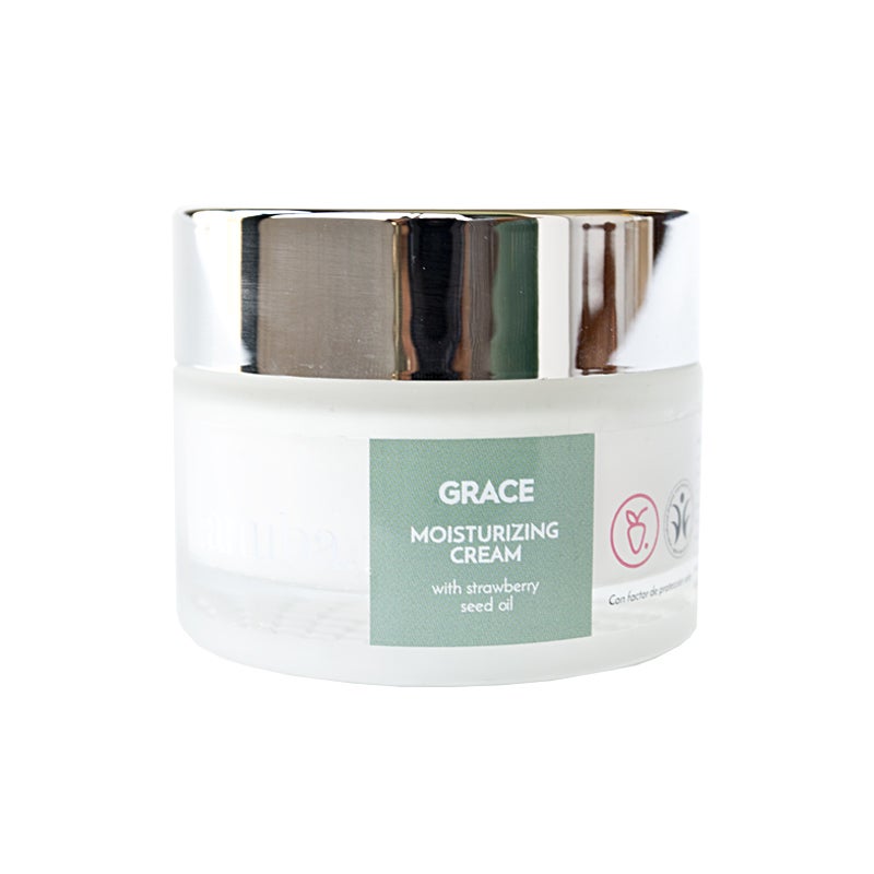Grace Moisturizing Cream de Lanuba. Crema hidratante para pieles jóvenes con aceite de semilla de fresa, de textura ligera y con factor solar. (32,50€)