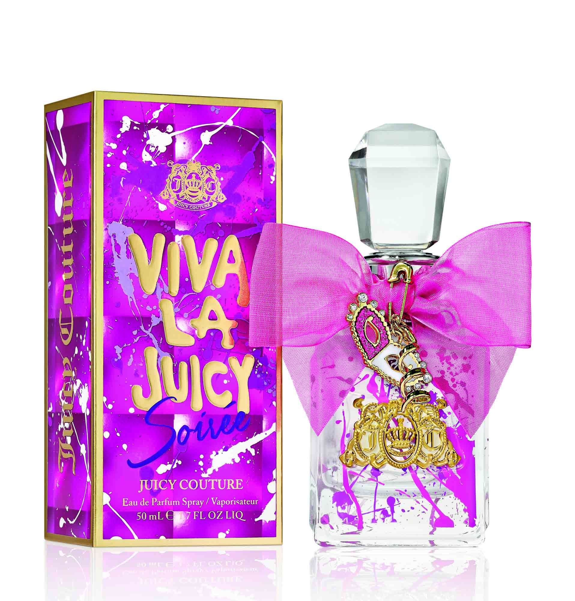 Viva La Juicy Soirée de Juicy Couture. Un frasco lleno de glamour que alberga una fragancia brillante y alegre con notas afrutadas y florales para mujeres. (52€)