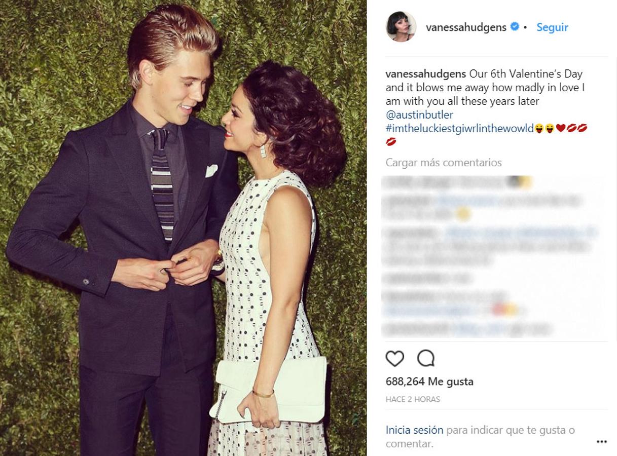 Vanessa Hudgens felicitaba así a Austin Butler: "Nuestro sexto Día de San Valentín y aun me sorprendo de lo perdidamente enamorada que estoy de tí".