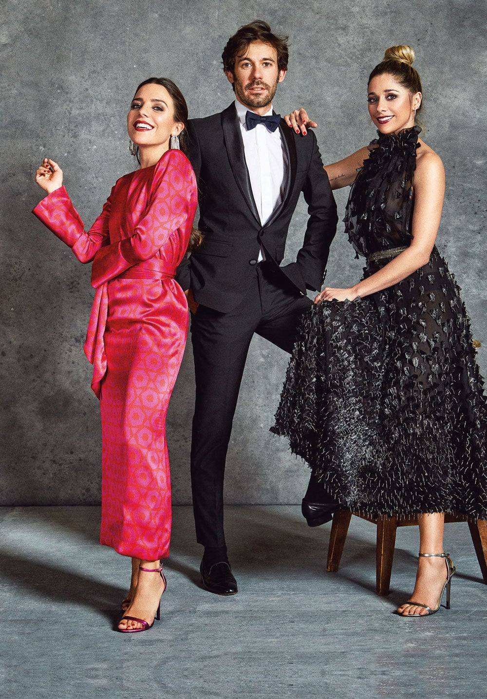 Paula Ordovás (My peep toes), con un diseño de Inés Martín Alcaide; Miguel Ordovás y la actriz Miriam Hernán, vestida de Fernando Claro Costura.