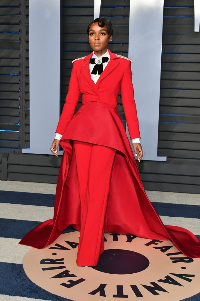 Janelle Monrae luce un vestido de Chtiano Siriano durante los Premios Oscar 2018.