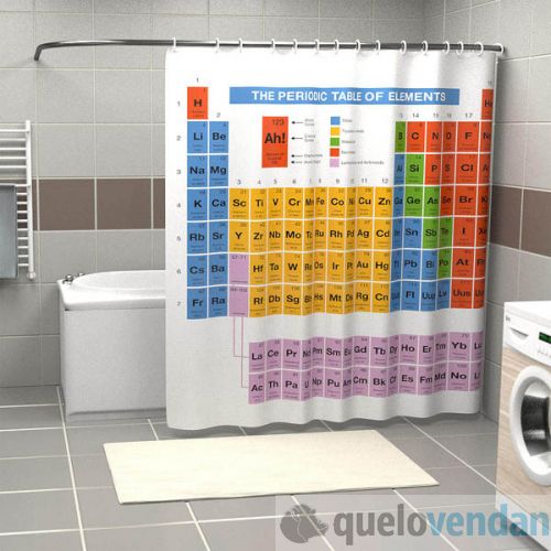 Cortina de baño tabla periódica de quelovendan.com: 23 euros.