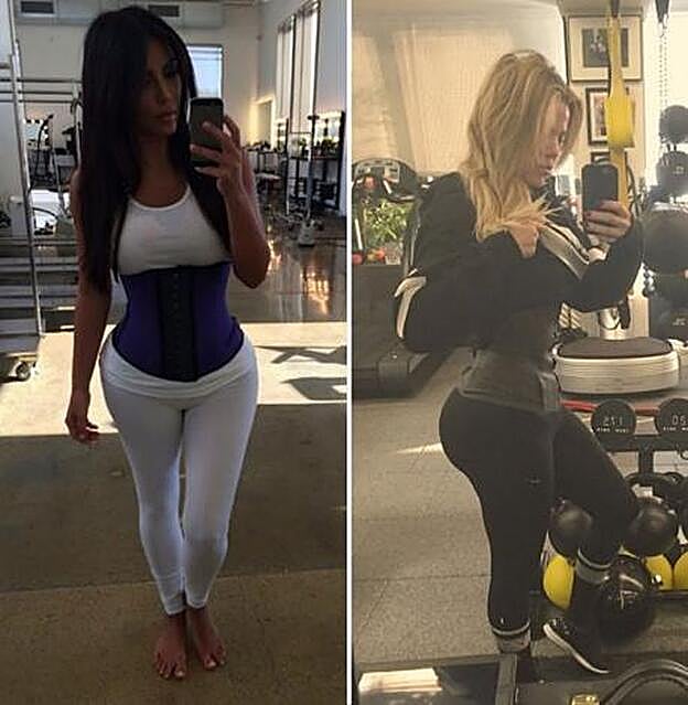Kim y Khloé Kardashian también utilizan la faja moldeadora durante sus horas de gimnasio.