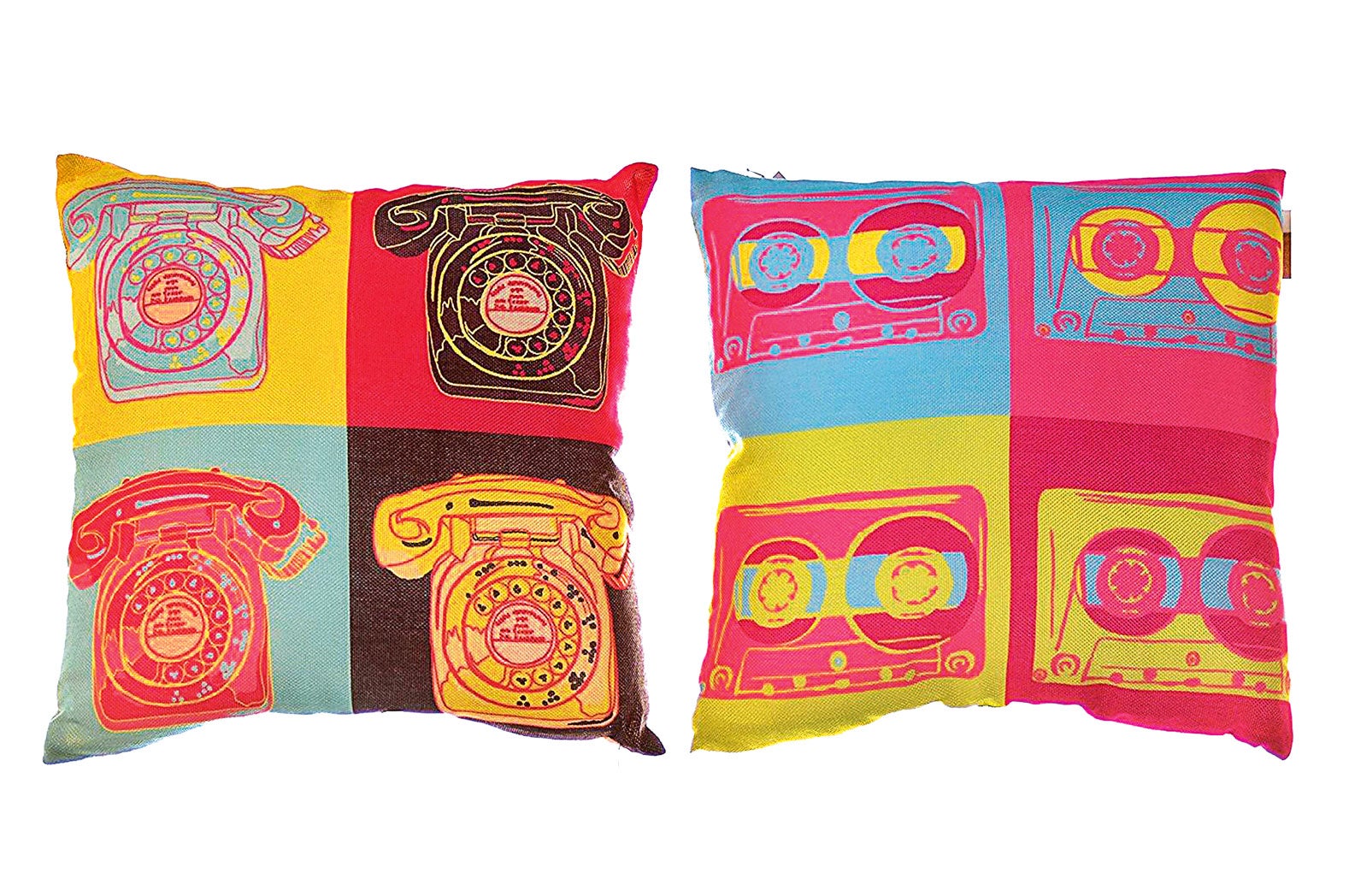 Cojín estampado con los dibujos de Warhol, de venta en Amazon.