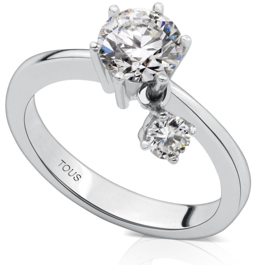 Solitario en oro blanco de 18kt y diamantes 0,29 qt