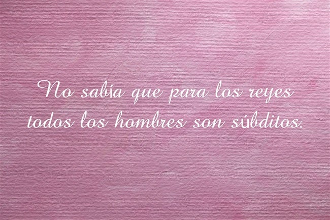 No sabía que para los reyes todos los hombres son súbditos.