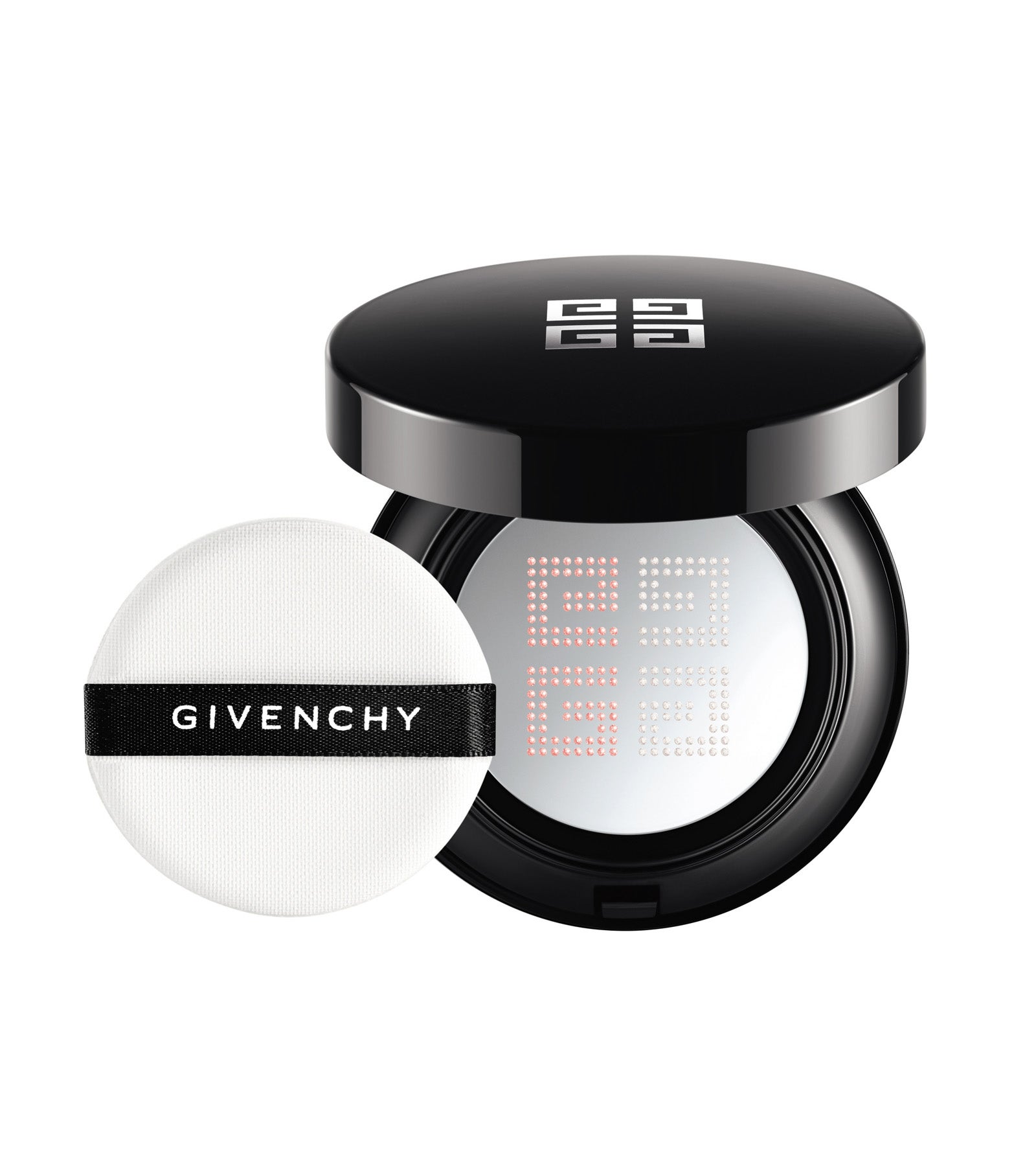 Un brillo universal en un práctico formato cushion para realzar la piel con un tamiz metálico. Emulsión aterciopelada, con dos tonos nacarados, rosa y blanco. De edición limitada. (52,60€)