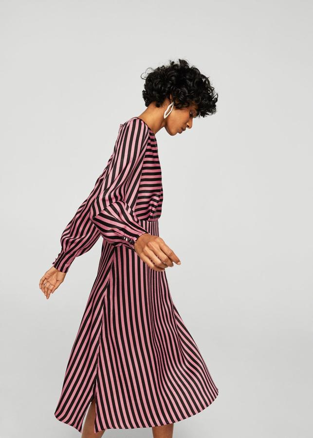 Vestido midi de rayas de Mango: 29,99 euros.