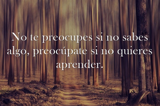 No te preocupes si no sabes algo, preocúpate si no quieres aprender.