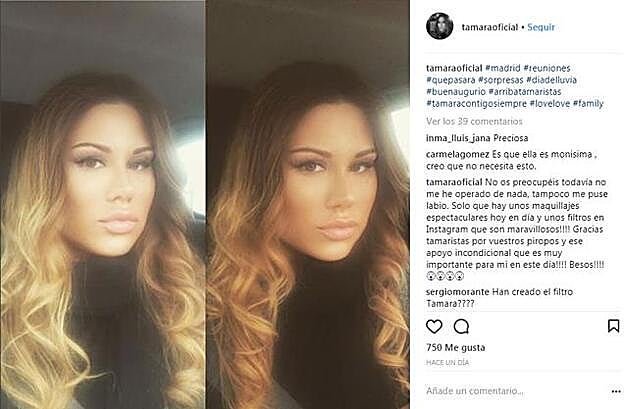 Arriba se puede ver la respuesta que da Tamara a sus seguidores.