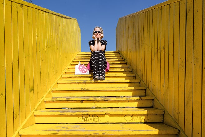 María en el puente Hopflien.