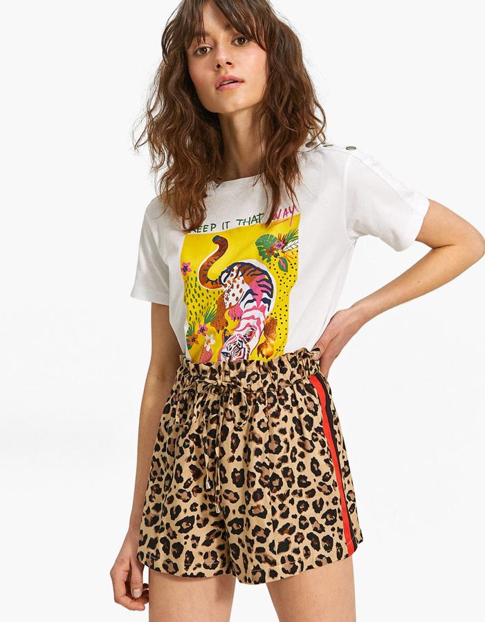 Short de lazo con estampado de leopardo, 12,99 euros.