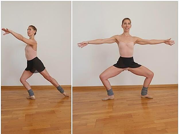 Pasos del ejercicio alongé arabesque.