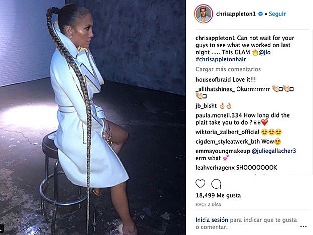 La kilométrica de Jennifer Lopez la hemos podido ver en la cuenta de Instagram del estilista Chris Appleton.