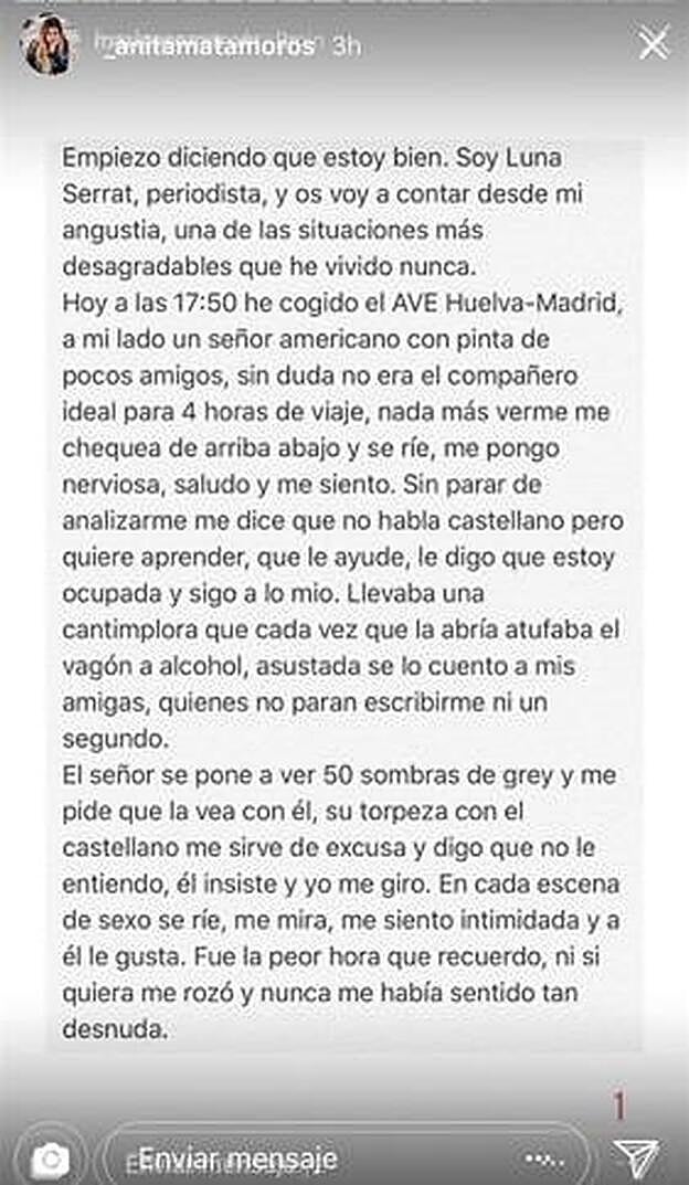 Este es el primero de los 'stories' compartidos por Luna.