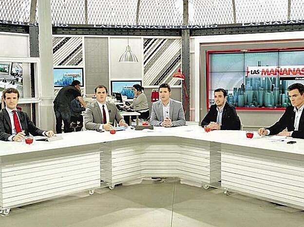Debate de 'Las mañanas de Cuatro', en 2013, con los que hoy son los líderes políticos de España.