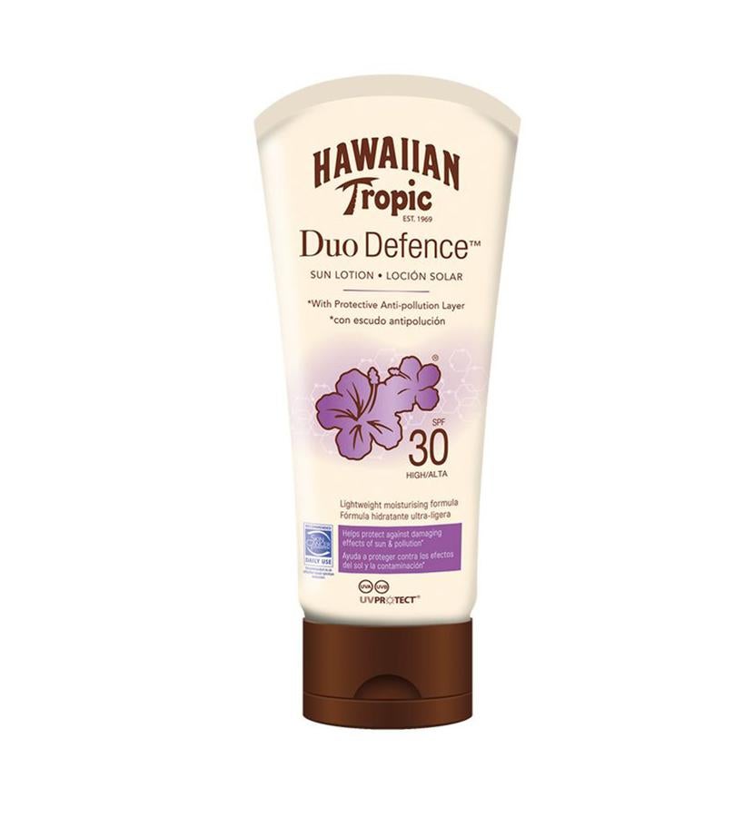 Las vitaminas y extractos de té verde que incorpora la fórmula de piel Duo Defesnse SPF 30 de Hawaiian Tropic (10,95 €) combaten los efectos perjudiciales del sol y la contaminación.