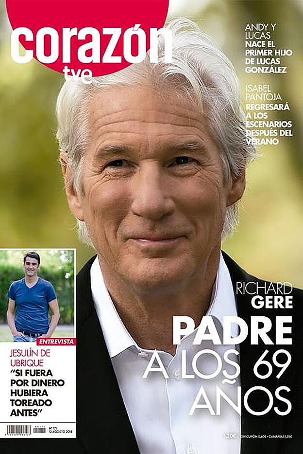 La paternidad de Richard Gere a los 69 años, portada de la revista 'Corazón' esta semana.