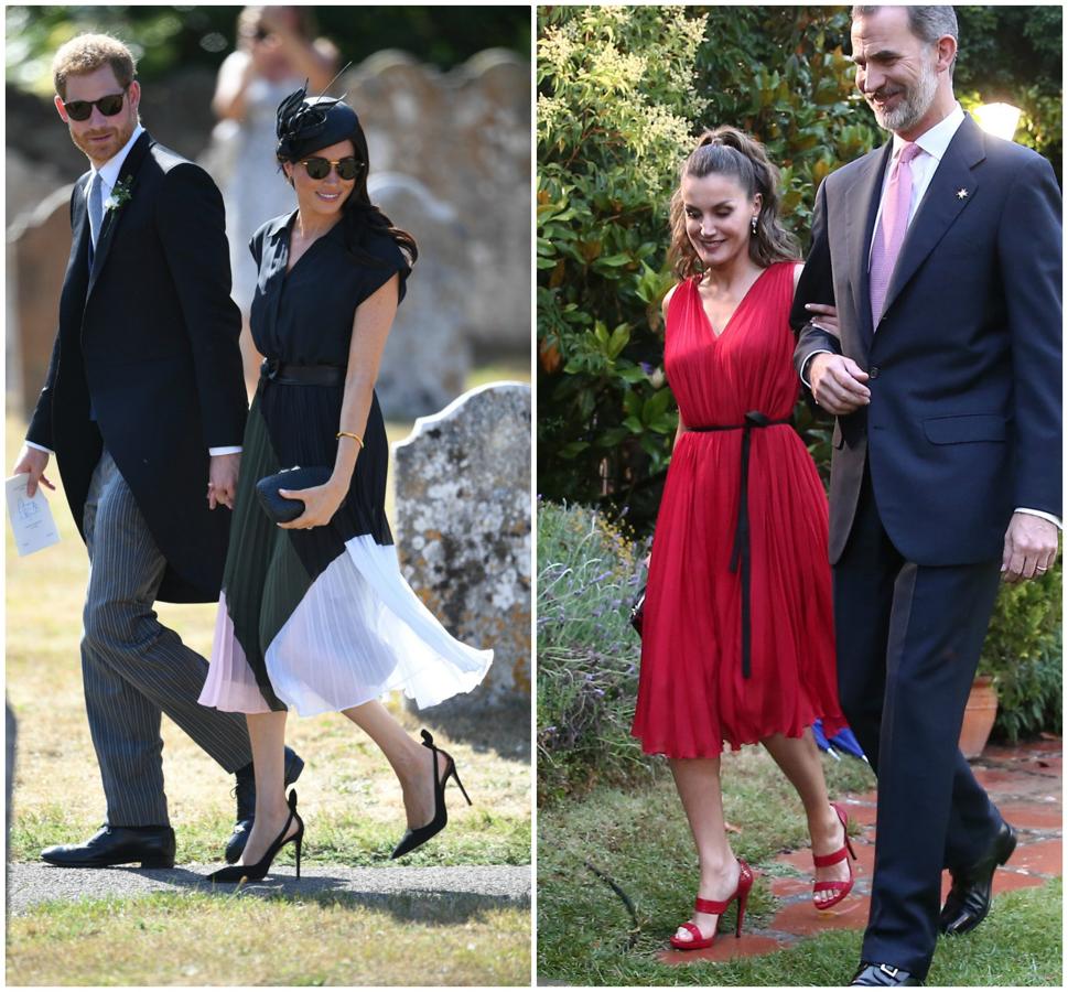 Nos encanta  el Carolina Herrera rojo de la Reina Letizia , pero esta vez nos quedamos con el look de invitada de Meghan Markle, que lo firma Club Mónaco y que  nosotras copiamos en versión 'low cost' en las rebajas .