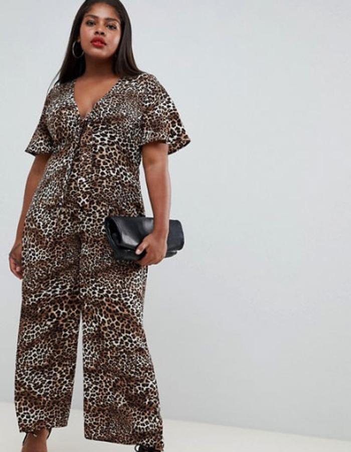 Mono largo con pernera ancha y con estampado de leopardo de Fashion Union, 44,99 euros.