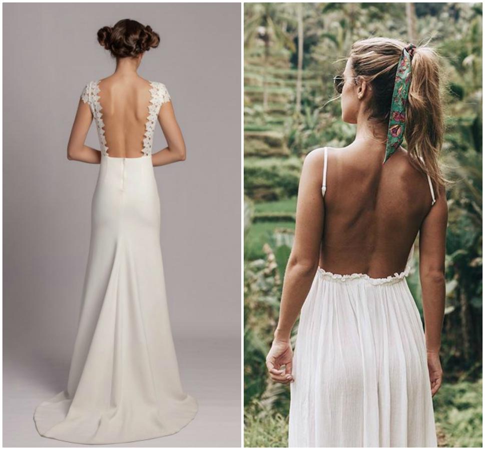 Los escotes a la espalda son una de las tendencias que más fuerte han pisado tanto en la moda de calle como en el universo nupcial. María Pombo no duda en lucir su espalda al aire en diferentes looks, y por eso este vestido de novia de White Alice by Alicia Rueda le sentaría genial.