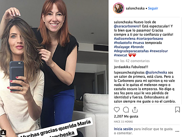 Sara Carbonero revela en Instagram que la autora de su corte de pelo es María Baras, de Salón Cheska.