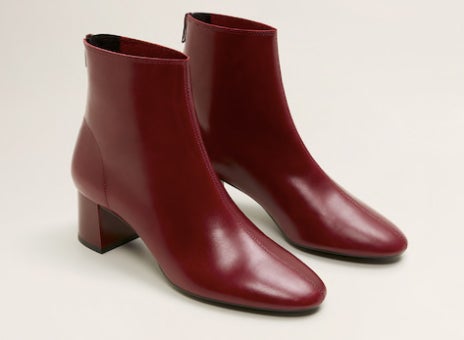 Botín de piel con tacón de Mango: 39,99 euros.