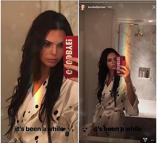 Kendall Jenner muestra sus extensiones en Instagram Stories.