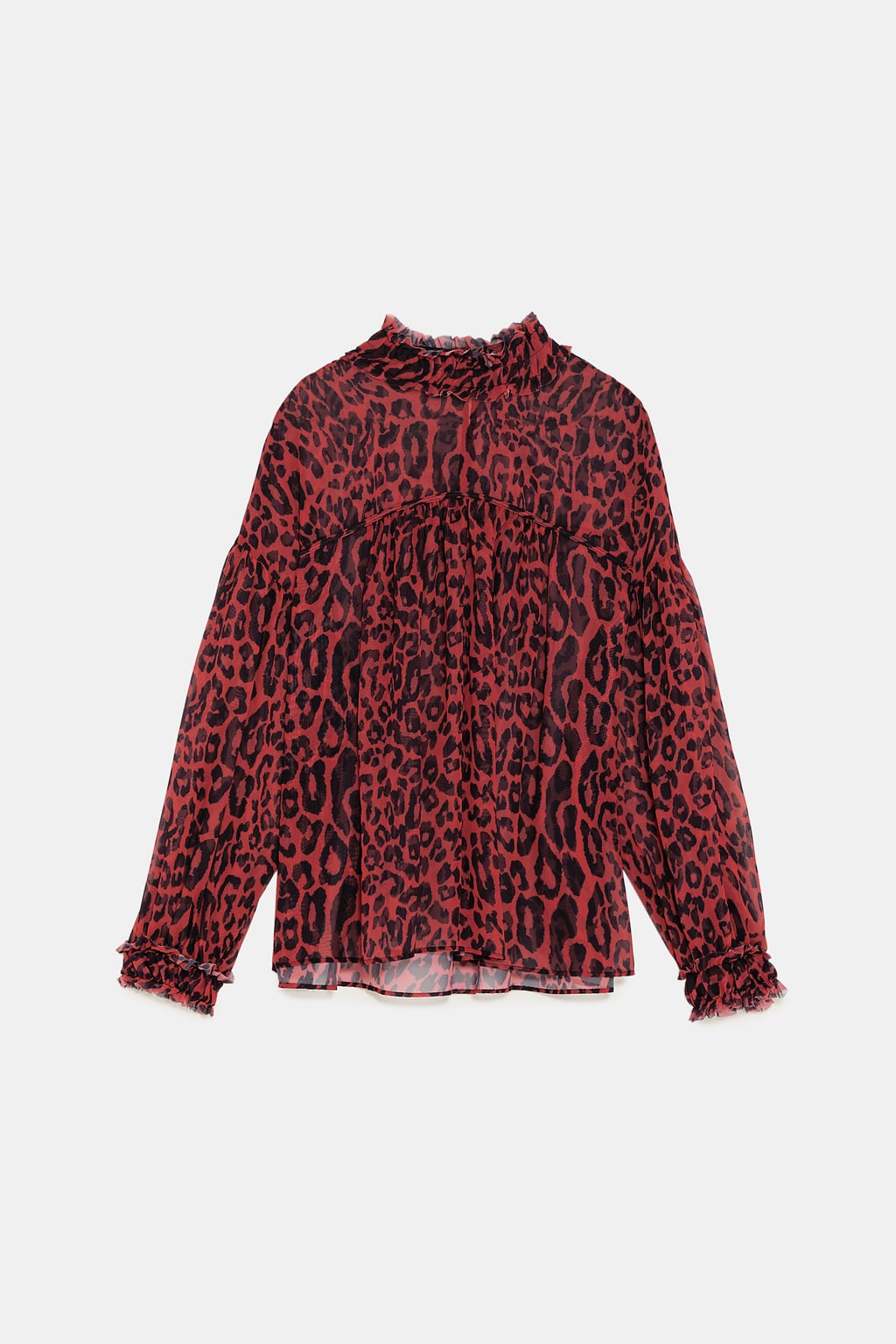 Blusa semitransparente con estampado animal de Zara: 25,95 euros.