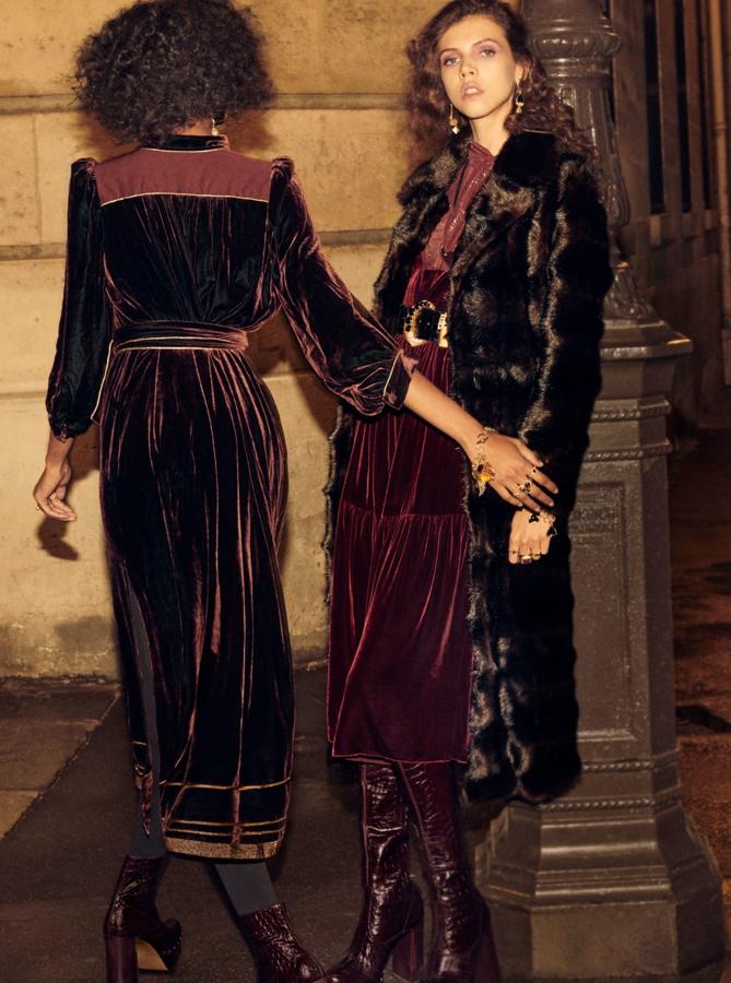 O quizá alguno de los diseños en terciopelo granate de la nueva colección de Zara, que parecen sacados de un desfile de alta costura. Estos de la foto cuestan 89.95 euros cada uno.