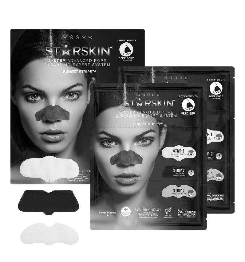 Un sistema de tres pasos que reduce la apariencia de poros grandes y sucios. El primero prepara la piel. El segundo es una máscara de carbón que extrae activamente el exceso de sebo y las impurezas que obstruyen los poros. Y el tercer paquete es un parche calmante de biocelulosa. El resultado es una piel más sana y clara. Cada paquete contiene tres tiras de máscara. (10,45 €) En Lookfantastic