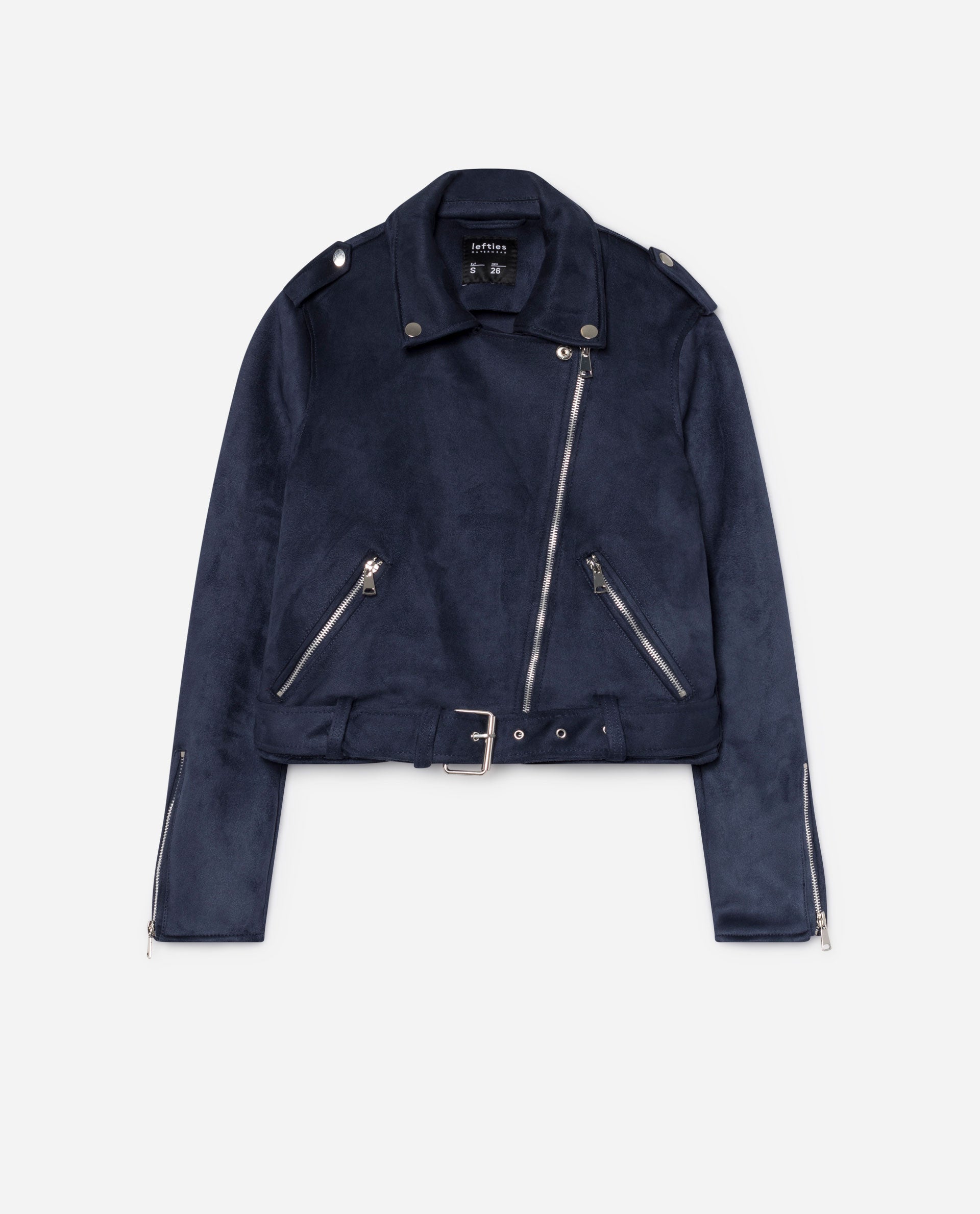 Cazadora de antelina de Lefties: 19,50 euros. Disponible en más colores.