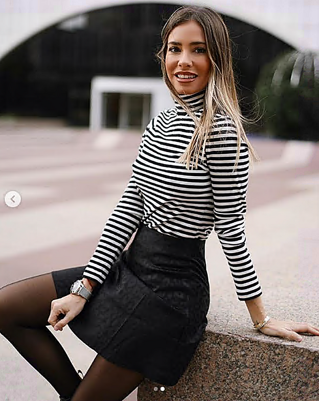 La falda de Marta Carriedo con un discretísimo "animal print".